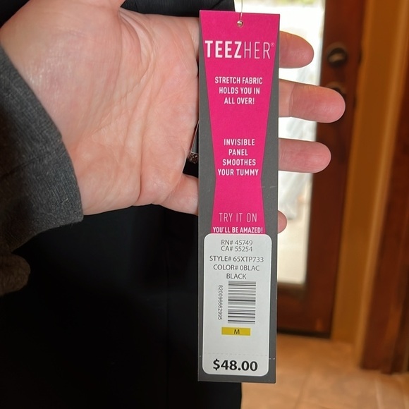 NWT Teez-Her Tummy Control Black High Waist Pull-On Leggings Cotton Sz Medium - Picture 7 of 11